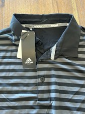 Adidas Ultimate365 Black Striped Performance Golf Polo Shirt Men's Size Medium