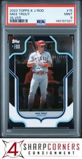 2023 TOPPS X JULIO RODRIGUEZ SHOW OUT SILVER #15 MIKE TROUT #/199 POP 4 PSA 9