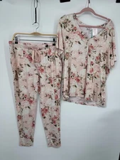 NWT Posh Peanut Loungewear Set Women's X-Large Pink Rose Short Sleeve Classic