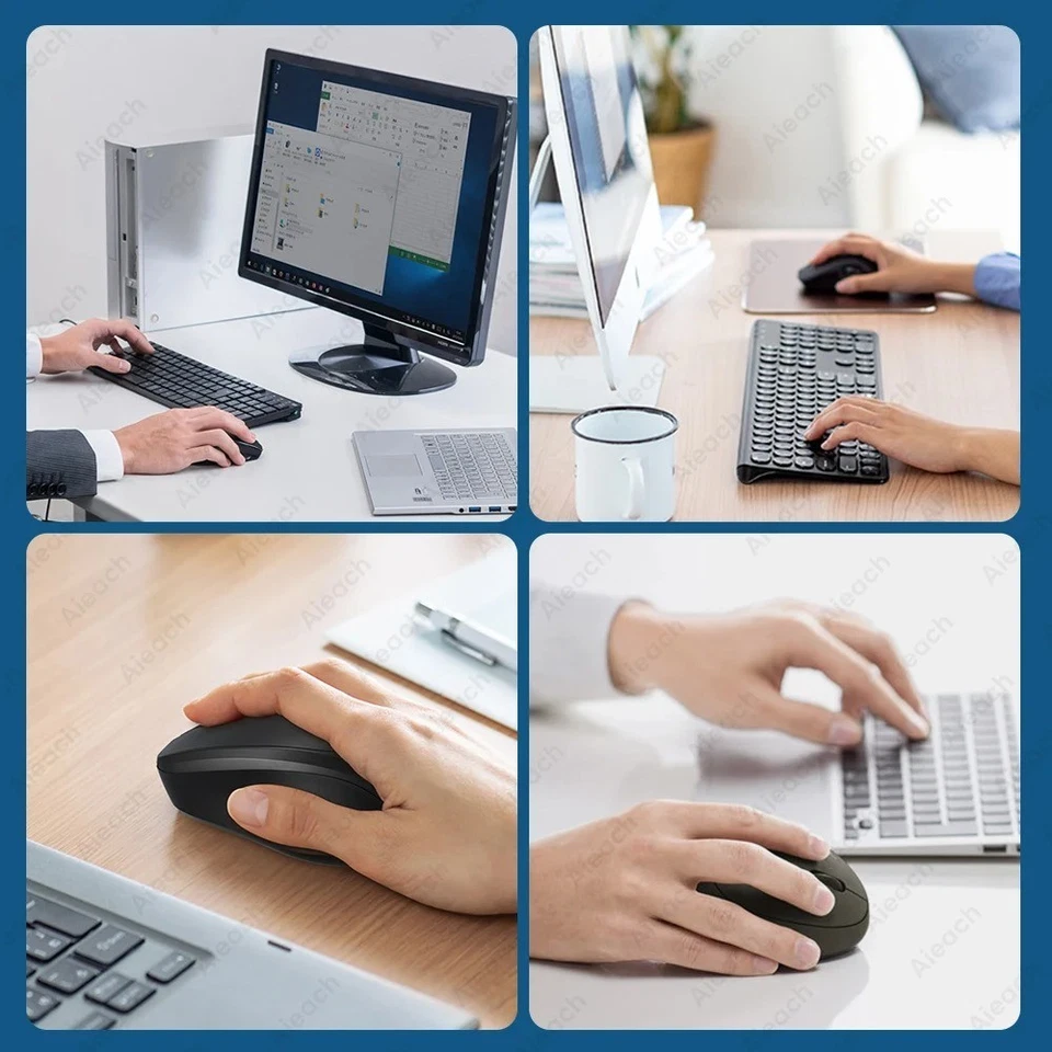 Aieach Recargable Inalámbrico Bluetooth Mouse Silencioso Ergonómico para Juegos Ratón USB Foto 2 de 4