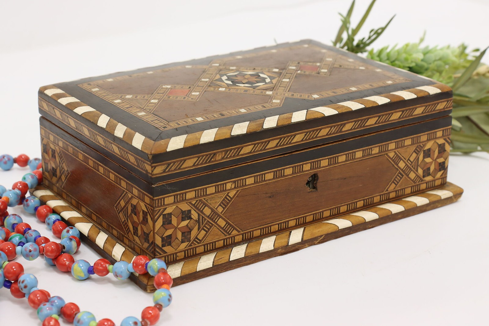 Vintage Spanish Marquetry Jewelry Box Artesania Handcrafted Keepsake #54732