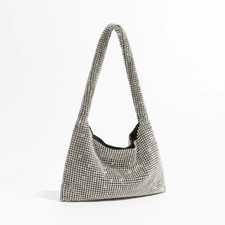 Crystal purse luxury rhinestone shoulder bag silver crystal clutch party bag