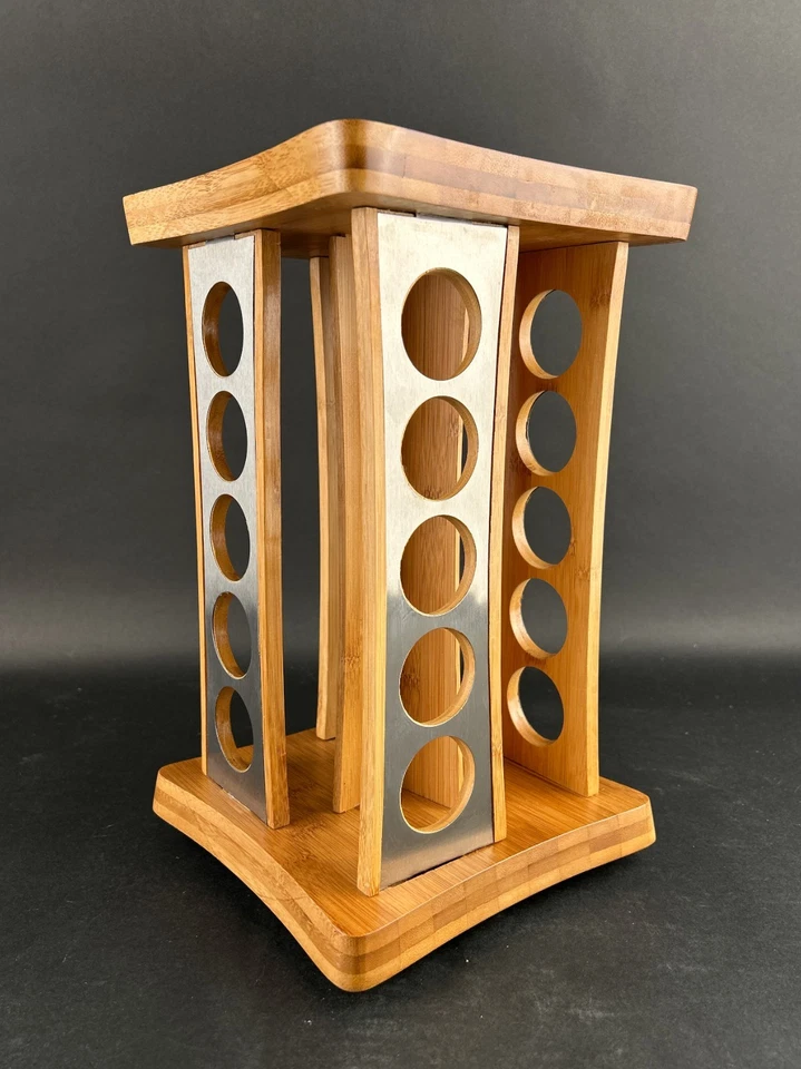 Estante giratorio para especias de bambú Kamenstein con 20 contenedores de vidrio y especias caja nueva Foto 4 de 4