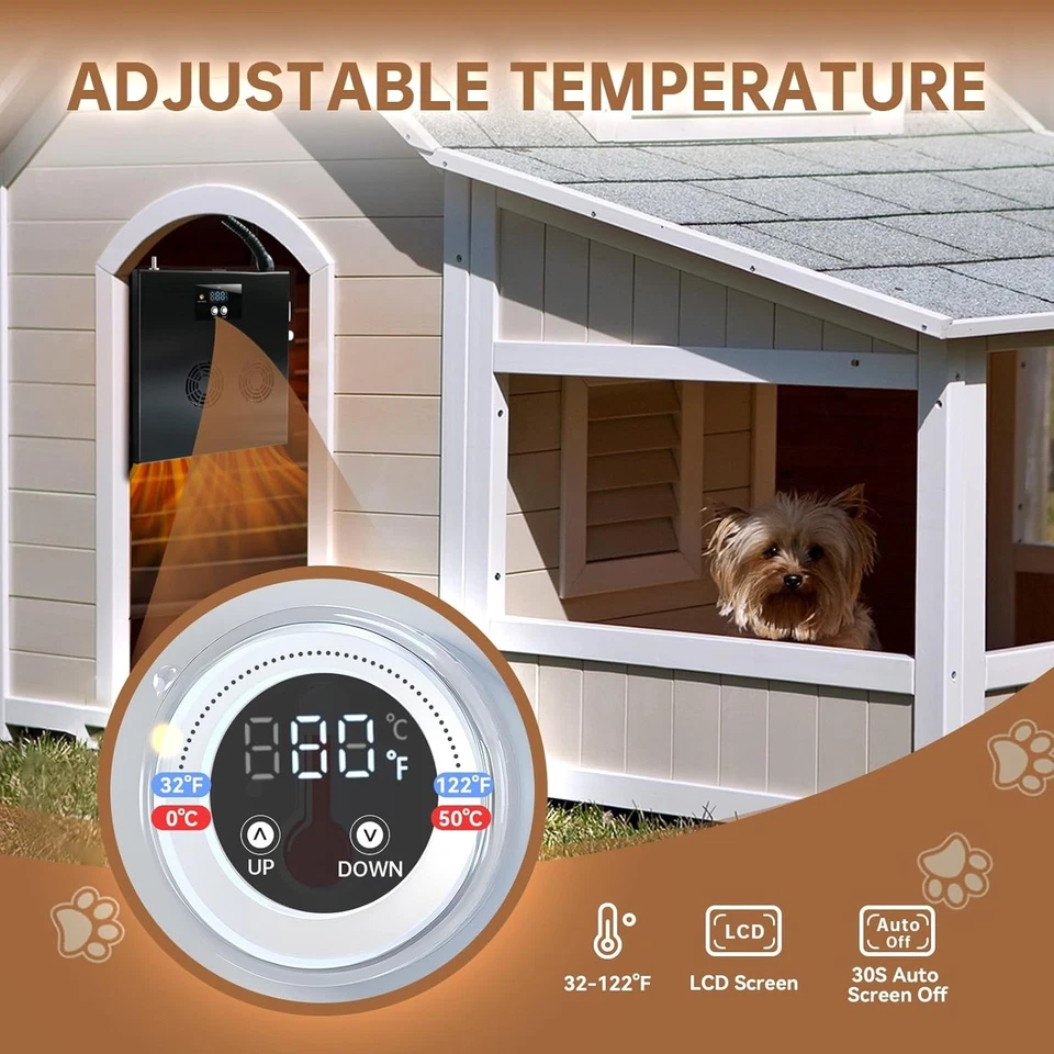 400W Dog House Heater with PTC Rapid Heating (3 Seconds), 32℉-122℉ Temperature R - Image 3 of 4