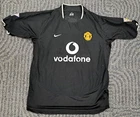 MANCHESTER UNITED FC 2003/2004 AWAY BLACK SHIRT: NIKE: ADULTS SIZE LARGE: SUPERB
