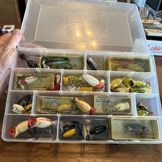 Vintage Bass Fishing Lures Lot Crankbaits In Plano Box Arbogast Jitterbug