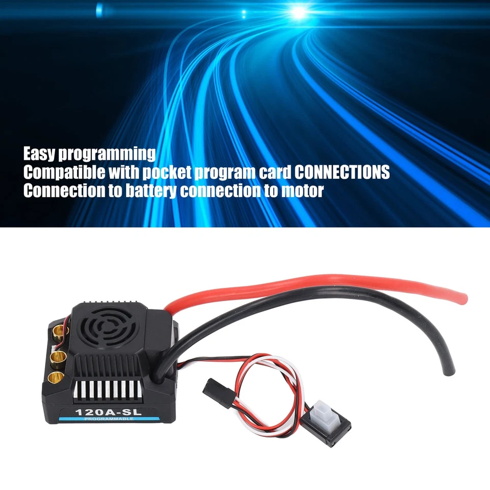 120A Brushless ESC Programmable Electric Speed Controller for 1/8 RC Car L8Y5 - Image 3 of 4