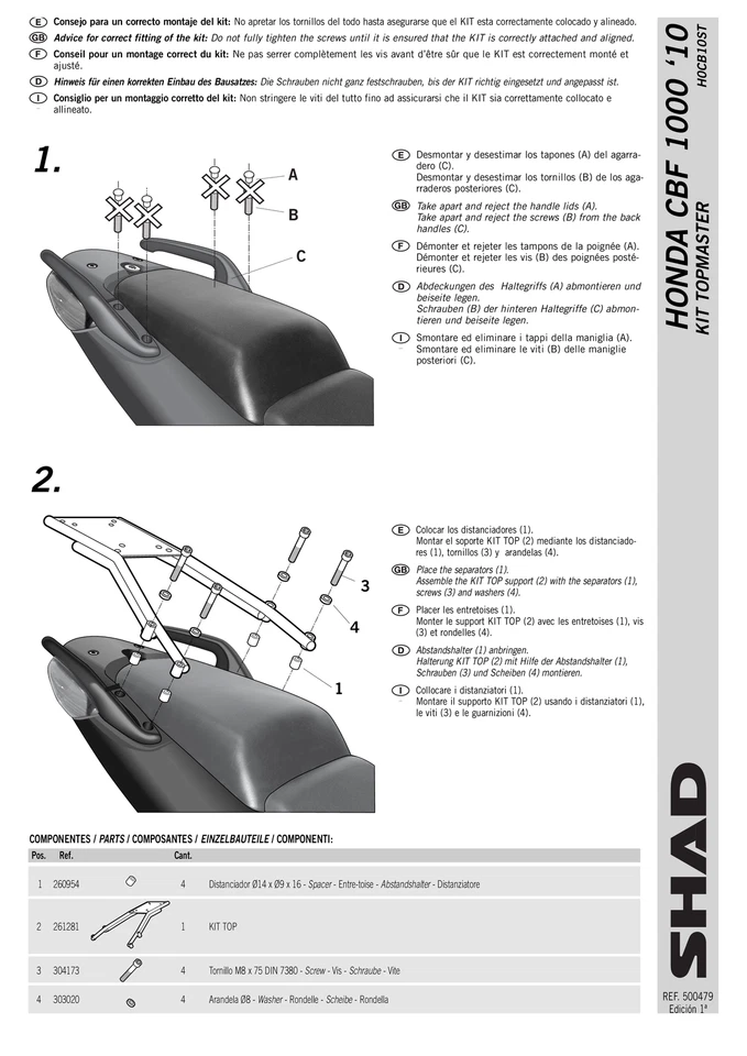Kit de soporte de caja superior con soporte para Honda CBF1000 (10-13) Foto 4 de 4