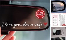 3PCS I Love You Drive Safe Mirror Sticker I Love You Drive Safe White