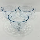 3 VTG Blue Bubble Anchor Hocking Depression Federal Glass Coffee / Tea Cups
