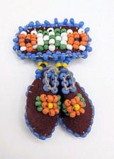 Vintage Native American Seed Bead Miniature Moccasins Souvenir Trinket