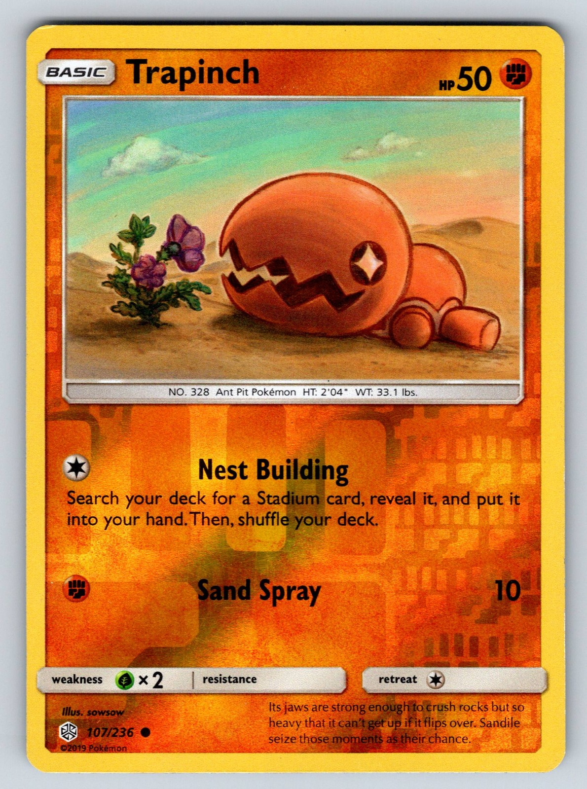 Reverse Holofoil Trapinch 107/236 SM - Cosmic Eclipse