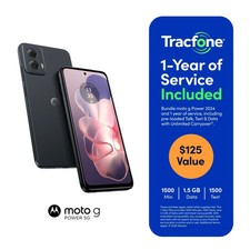 Tracfone Motorola Moto G Power 2024, 5G, 128GB, Black, Includes 1 Year Serv Plan