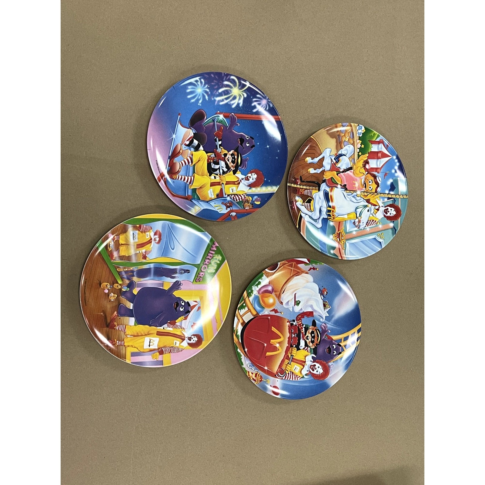 Set of 4 1993  McDonald's Amusement Park plates
