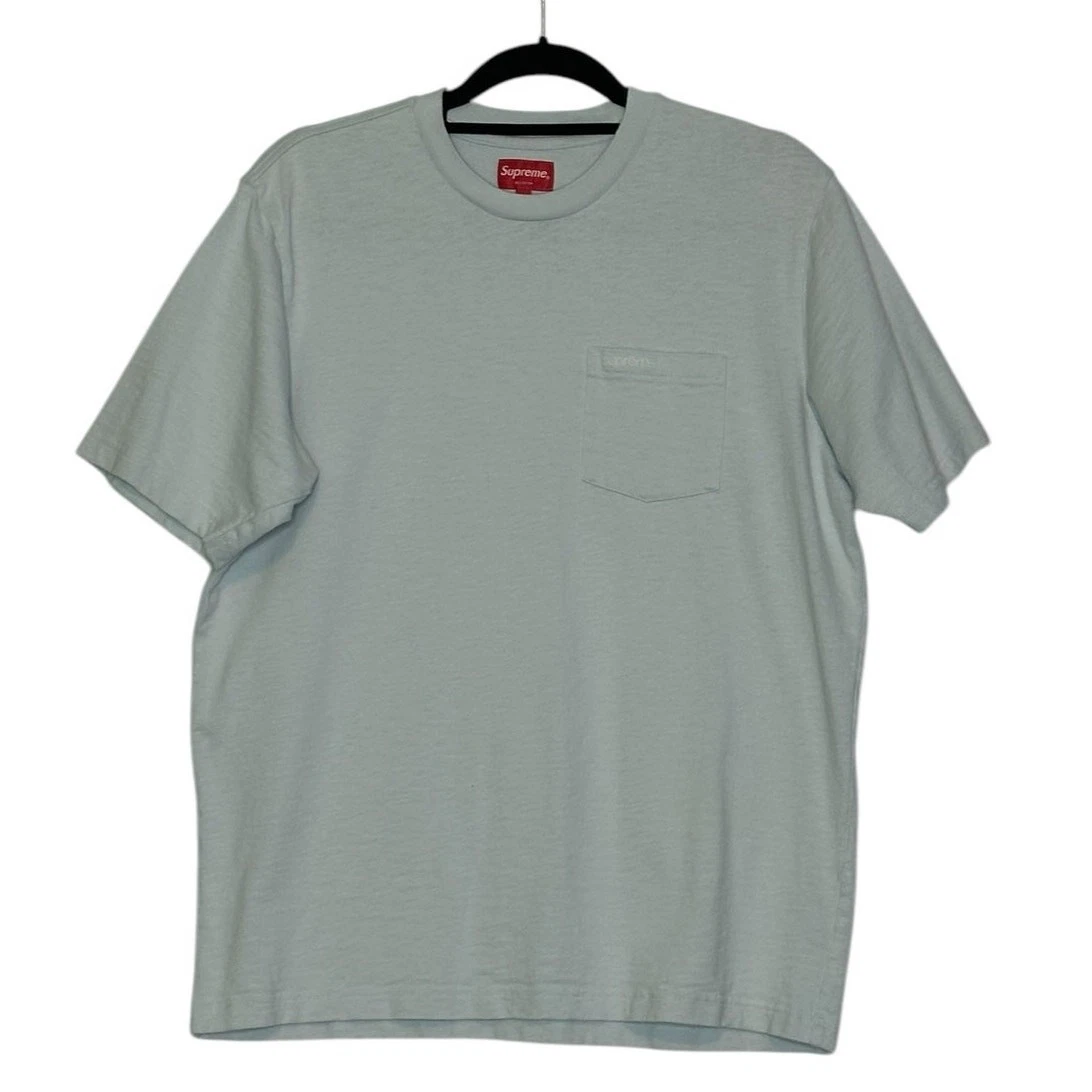 Tee shirt Supreme bleu clair manches courtes poche taille Medium