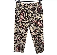 Talbots Cotton Stretch Cropped Chino Pants Brown Floral Women’s 18 Made in USA