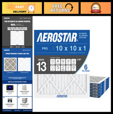 High-Efficiency 10x10x1 MERV 13 Air Filter, HVAC Furnace Filters, 6 Pack