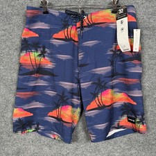 New Hurley Phantom Mens Sz 32 Tropical Board Shorts Orange Blue Swim Surf Beach
