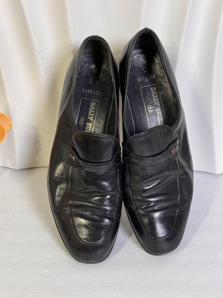 Men Bally Heels Black Leather 40.5 #32LJ
