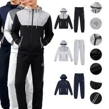 Men's Color-Block Zip-Up Hoodie Set - Hooded Top & Joggers Casual Loungewear