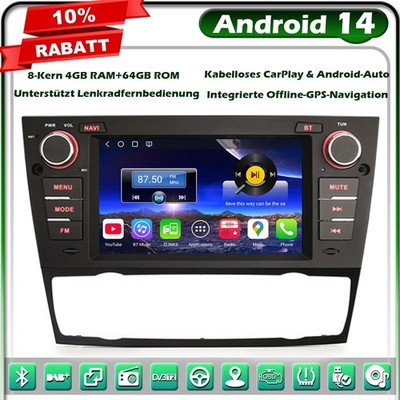 Qualcomm DAB+ 64GB Android 14 Autoradio GPS Navi für BMW 3er E90 E91 E92 E93 M3