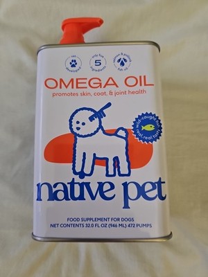 NATIVE PET 32oz Omega 3 Fish Oil for Dogs   Supports Joints, EX05/2027