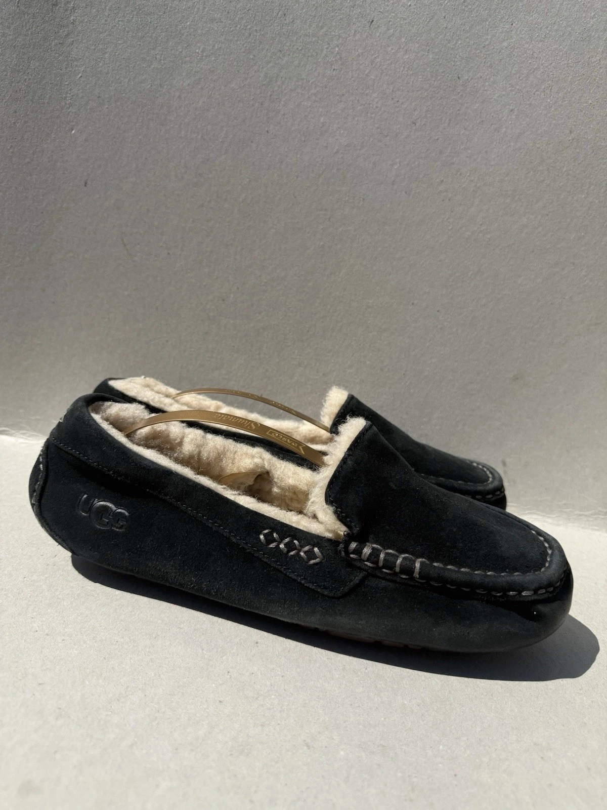 UGG CAPESANTE MOC PANTOFOLA DONNA CAMOSCIO NERO TAGLIA UK 7 EU 40