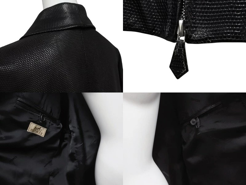 Hermes Vintage Lizard Leather Jacket Black Size 58 Used Fashion Outerwear image 7