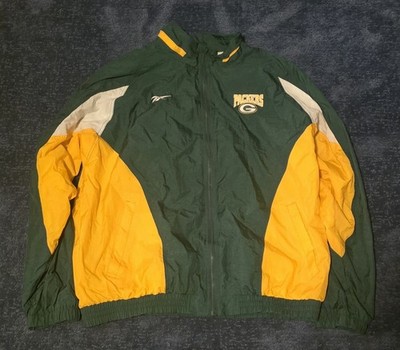 Reebok Jacket Men's XL Green Bay Packers Windbreaker Full Zip Pro Line Vintage