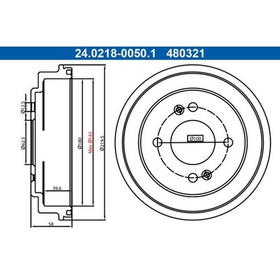 Bremstrommel ATE 24.0218-0050.1 für Kia Picanto I