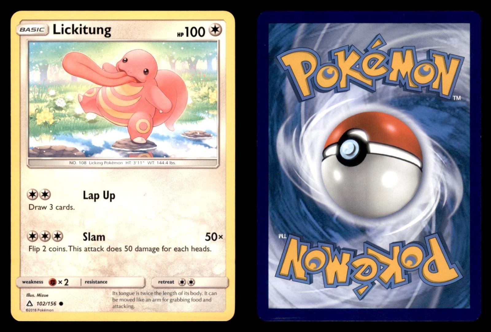 Pokemon Ultra Prism Lickitung 102/156 2018 Common