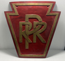 Pennsylvania Railroad PRR Keystone Fiberglass Reproduction Wall Sign Red Gold