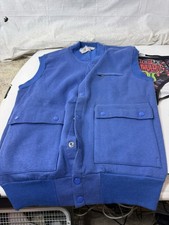 Mark Elliot Royal Blue Snap Front Fleece Vest Mens Large HK USA Made
