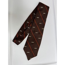 Vintage Zippo Logo Necktie Brown Orange Diagonal Stripe Polyester