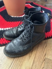 Dr. Martens Black Leather Lace Up Combat Boots Men's US 10 UK 9 EU 43 Round Toe