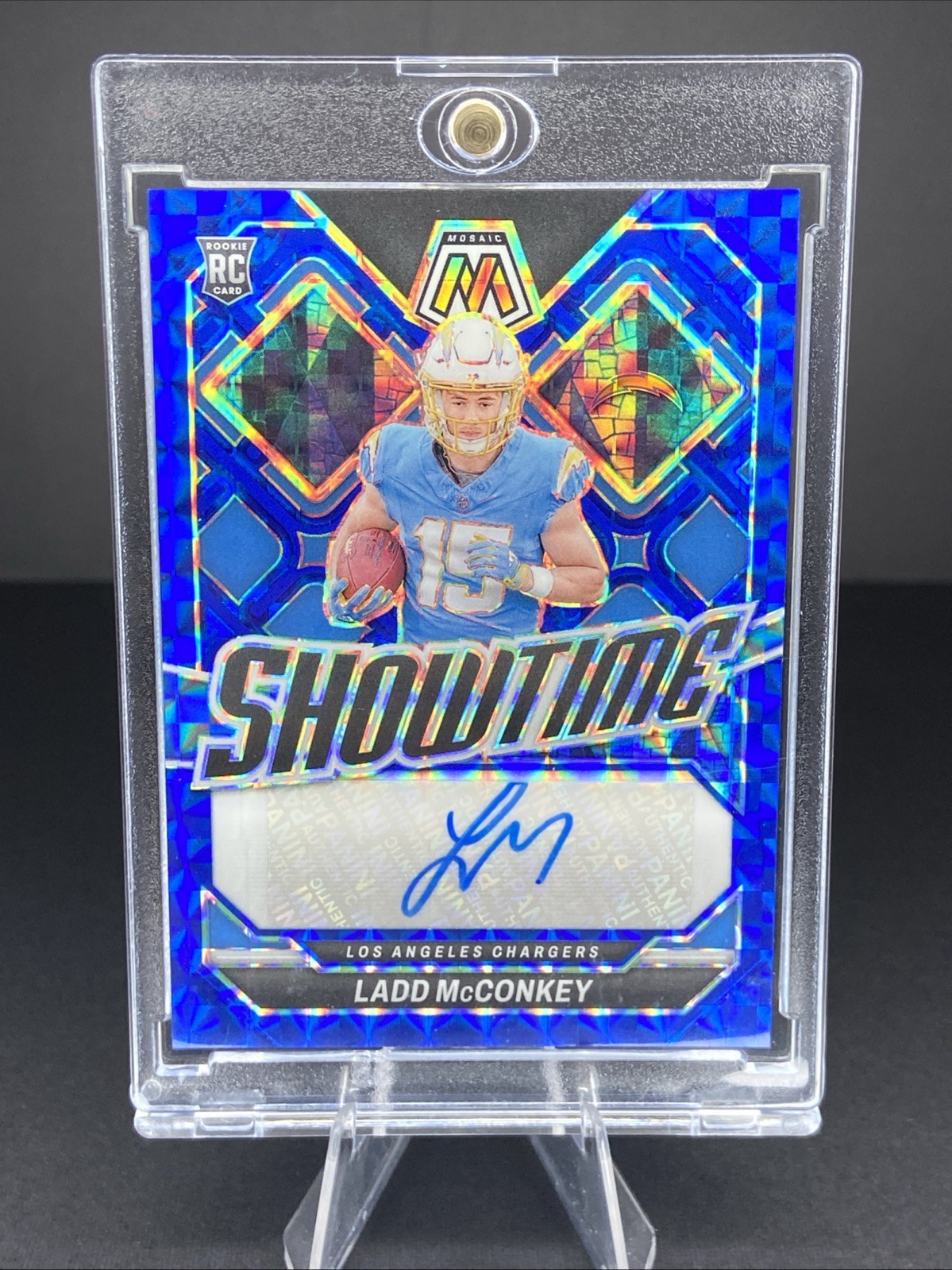 2024 PANINI MOSAIC - LADD MCCONKEY - BLUE SHOWTIME AUTO - ROOKIE CHARGERS /99