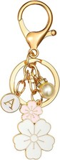 Cute Stainless Steel Gold Keychain Initial Letter Keys Charm Gifts for White-c