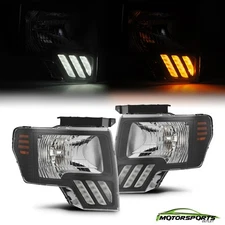 FOR 2009-2014 Ford F-150 Pickup MKII LED Projector Headlights Black Pair
