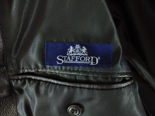 Stafford Leather Blazer Men's Large Black Genuine 3-Button Sport Coat Jacket 44R image 7