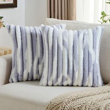 Decorative Throw Pillow Covers 18x18 18" x 18" Pack of 2 Light Purple White