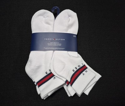 Tommy Hilfiger Mens  6 Pair Cushion Quarter Cut Socks-Stripe  white SZ  7-12
