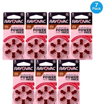 Rayovac Size 312 Hearing Aid Batteries 42 Count (7 Packs) Exp 08/2029