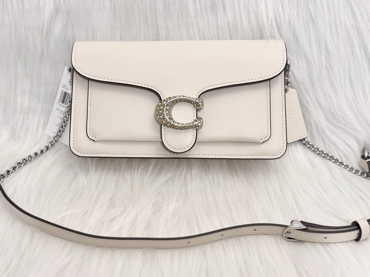 NWT Coach CX245 Tabby Chain Clutch Bag With Pave Crystals Chalk | eBay