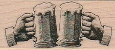 Two Mugs O' Beer 1 1/2 x 3 1/4" Rubber Stamp, Food and Drink Stamp, Beer Mugs