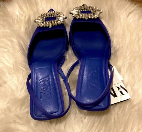Sandali Zara Strass Blu Slingback Tacchi Muli Gioiello Brillante Blogger favore - Foto 15 di 24