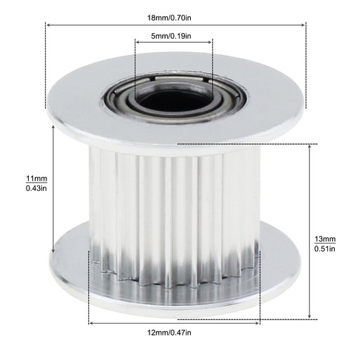 Impresora 3D GT2 polea de ralentí de correa de distribución 5 mm diámetro 10 mm correa de ancho 20 dientes - Imagen 3 de 12