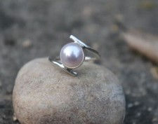 Natural Pearl Ring in 925 Sterling Silver, White Pearl Ring, Gift Ring