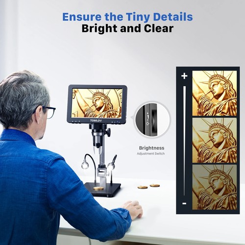 Microscopio digital HDMI Microscopios de pantalla IPS de 7"" 1200X vista completa de monedas 16 MP - Imagen 6 de 17