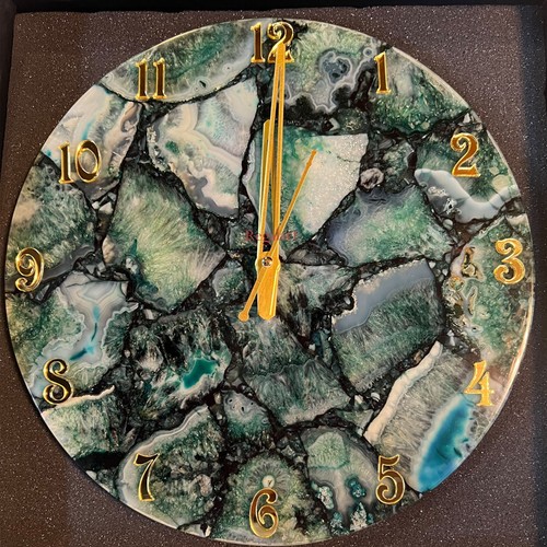 Green Agate Wall Clock - Gemstone Occasional Gifts Wall Decorative - Picture 6 of 12
