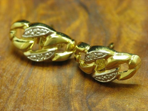 Orecchini In Oro Giallo 14kt 585 Con Decorazione In Diamante / 1,4g - Foto 2 di 6